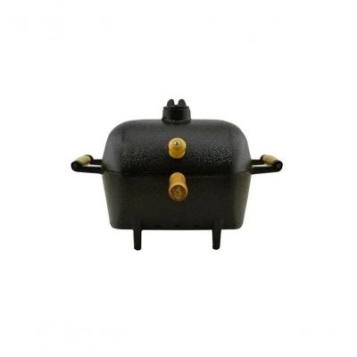 Mini Churrasqueira A Bafo Alumínio Fundido Craqueada Dourada