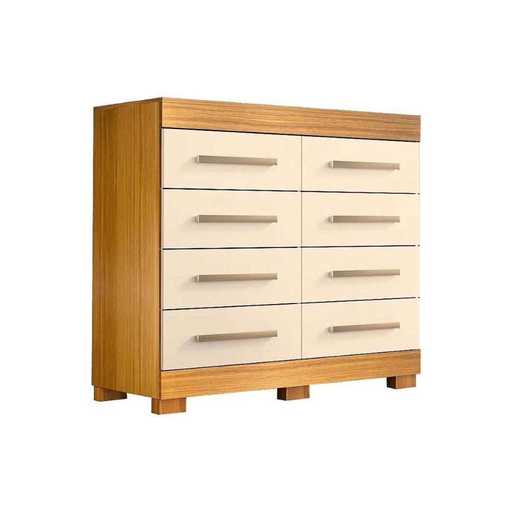 Cômoda Solteiro Nalu c/ 8 Gavetas Nature/Off White - ACP - 1