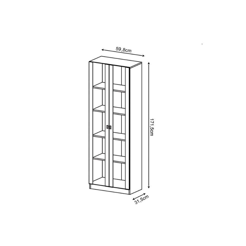 Estante de Escritório ME4115 c/ 2 Portas c/ Vidro Amêndoa - Tecno Mobili - 3