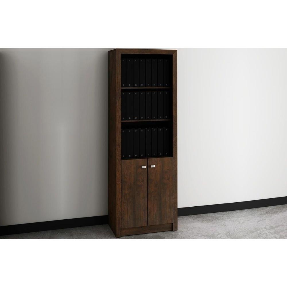 Estante De Escritório Me4110 C/ 2 Portas E 3 Prateleiras Rústico - Tecno Mobili - 1