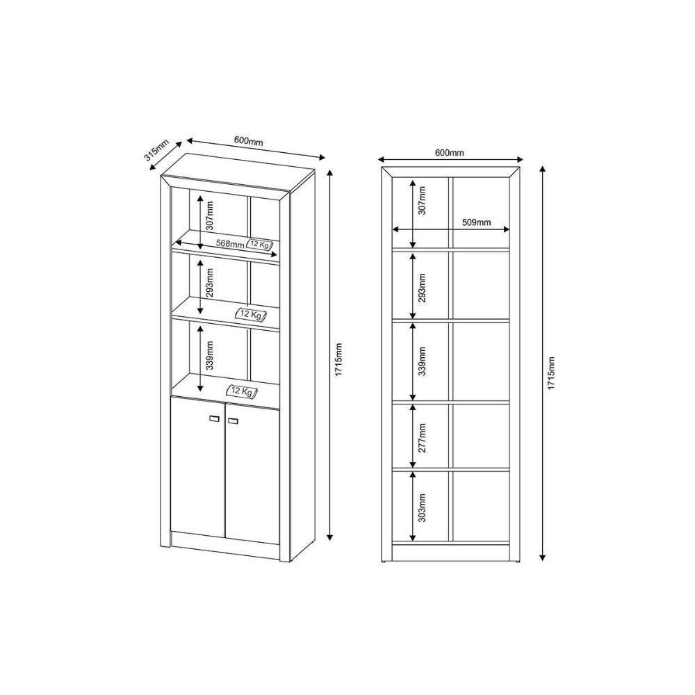 Estante De Escritório Me4110 C/ 2 Portas E 3 Prateleiras Rústico - Tecno Mobili - 2