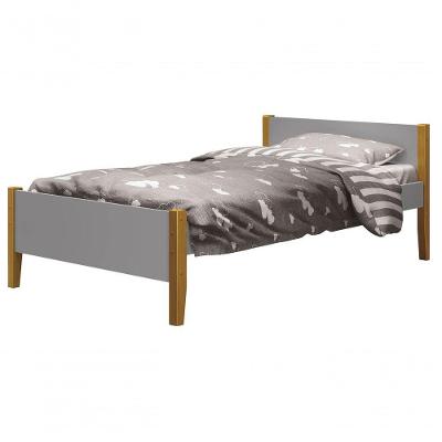 Cama Babá Solteiro Simba Cinza Fosco Com Madeira - Moveisaqui