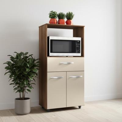 Balcão Multiuso Para Cozinha 2 Portas 1 Gaveta Com Nicho Savana-off White Savana-off White