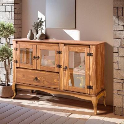 Balcão Buffet Aparador 3 Portas 1 Gaveta Madeira Maciça Mel Mel