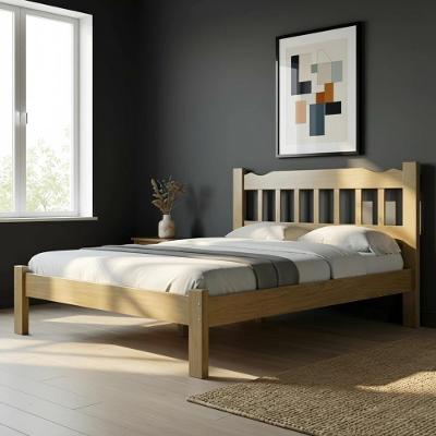 Cama De Casal Com Colchão Queen Em Madeira Maciça Nogueira