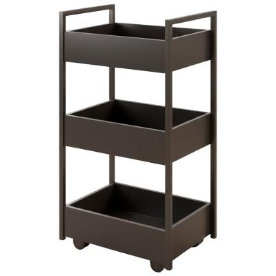 Carrinho Organizador Multiuso 3 Cestos Bp Lais 50 Cm Preto Eratto Moveis