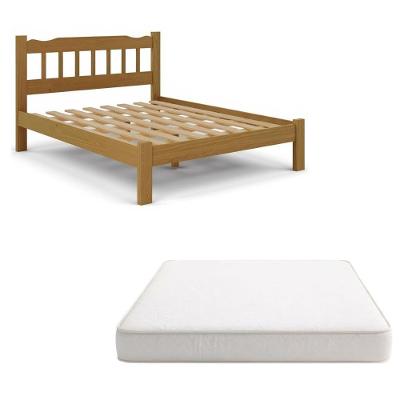 Cama Queen Madeira Maciça Reforçada Com Colchão