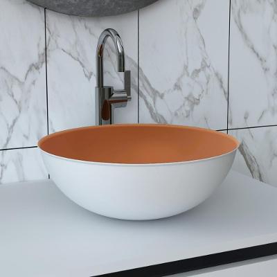 Cuba Sobrepor Banheiro Redonda 33,5x12cm Multimóveis Cr10156 Cobre/branco