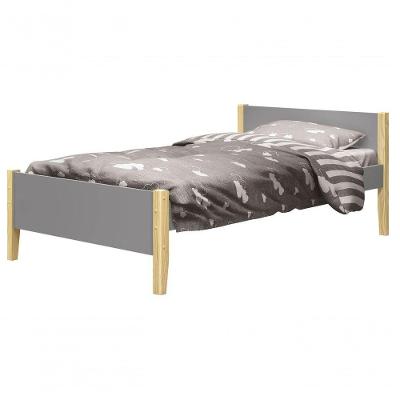 Cama Babá Solteiro Simba Cinza Fosco Com Natural - Reller