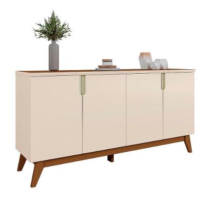 Balcão Buffet Bancada Sala Jantar Recife Off White Com Amendoa