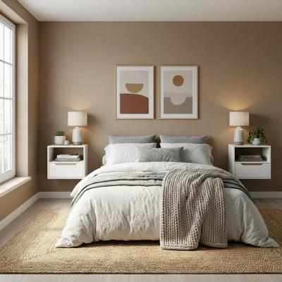 Kit 2 Mesas De Cabeceira Suspensas Branco Pérola