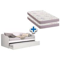 Colchão Solteiro Physical Ortobom (2un) + Sofá Cama Funny II c/ Auxiliar Branco - 1