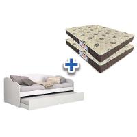 Colchão Solteiro D28 Comfortpedic (2un) + Sofá Cama Funny II Branco - 1