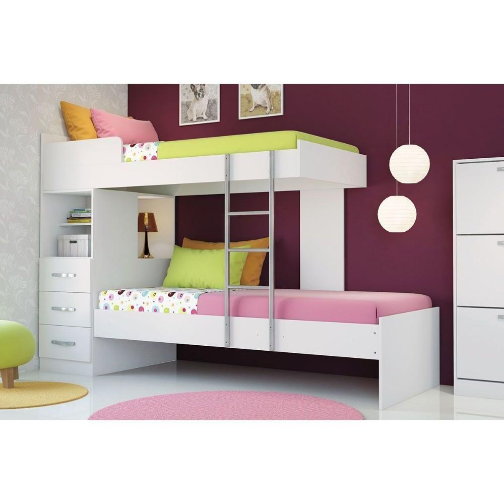 Colchão Pérola Polar (2un) + Guarda Roupa Veneza Luxo + Beliche Plus Branco - 7