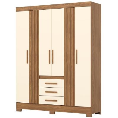 Guarda Roupa Casal 6 Portas 4 Gavetas 160 Cm B375 Nature Off White Briz
