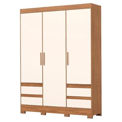 Guarda Roupa Casal 3 Portas 4 Gavetas 163 Cm B55 Nature Off White Briz