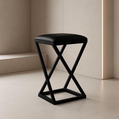 Banqueta Banco Banquinho Baixa 50 Cm Cozinha Balcão Corino Cor:preto