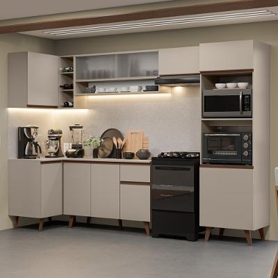 Armário De Cozinha Completa De Canto 385cm Crema Nice Madesa 03 Crema