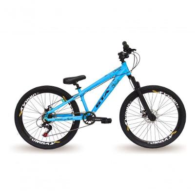 Bicicleta Aro 26 Gta Rebel Freeride Downhill Single 7v Rodas Vmaxx Freio A Disco Pneu Flame Preto Azul