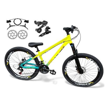 Bicicleta Aro 26 Vikingx Tuff Câmbios Shimano Freio Hidráulico 21v Freeride Aro Vmaxx Flame Amarelo-Verde X44