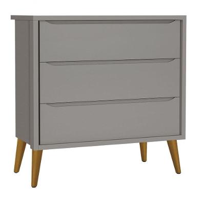 Cômoda Gaveteiro Théo New Cinza Fosco Com Madeira - Moveisaqui