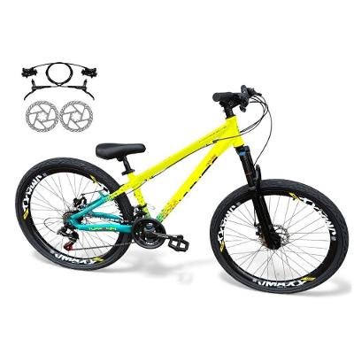 Bicicleta Aro 26 Vikingx Tuff Freio Hidráulico 21v Freeride Rodas Vmaxx Suspensão Pneu Flame Amarelo-Verde X44