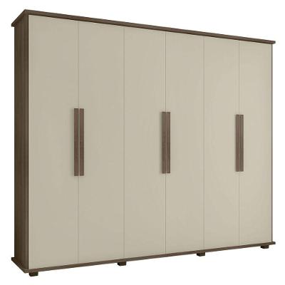 Guarda-roupa Casal 6 Portas 4 Gavetas Freijó Com Off White Canadá - Rv Móveis