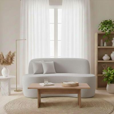 Sofá Minimalista Orgânico 2 Lugares Sala Bouclé Cor:cinza