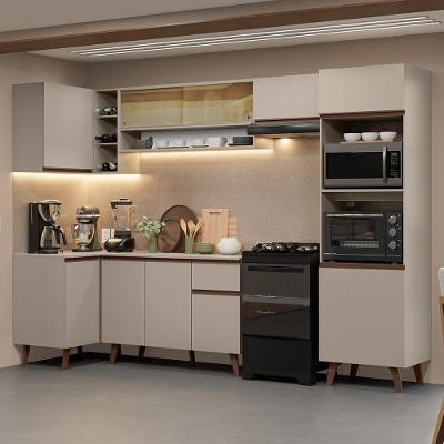 Armário De Cozinha Completa De Canto 385cm Crema Nice Madesa 04 Crema