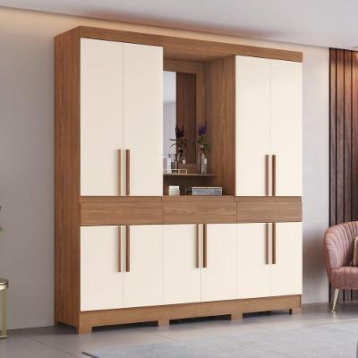 Guarda Roupa Casal 10 Portas Espelho Pés Nature Off White