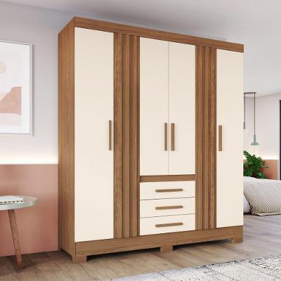 Guarda Roupa 4 Portas 3 Gavetas Nature Off White