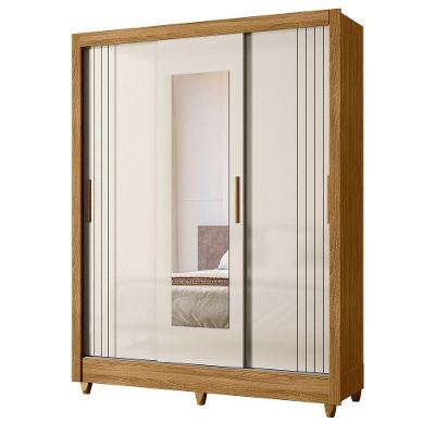 Guarda Roupa Bolivia 3 Portas De Correr Freijo Com Off White Fosco Com Espelho - Moval