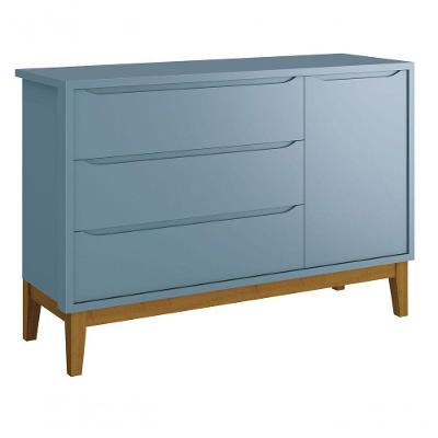 Cômoda Sapateira Classic New Azul Fosco Com Madeira - Reller
