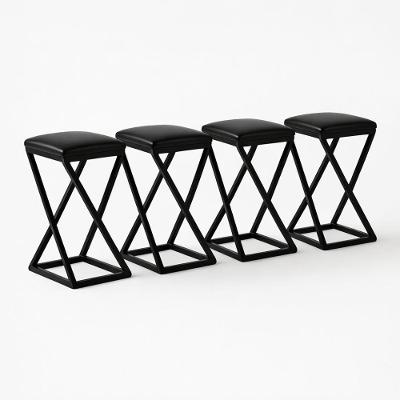 Kit 4 Banqueta Alta 80 Cm Cozinha Bar Balcão Bistrô Corino Preto