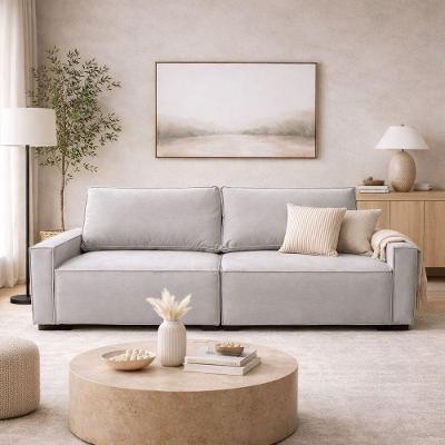 Sofá 3 Lugares Moderno Contemporâneo Sala Recepção Suede Cor:cinza