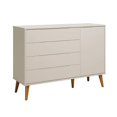 Comoda Sapateira Elfe Classic 1 Porta 4 Gavetas Areia Fosco - Moveisaqui