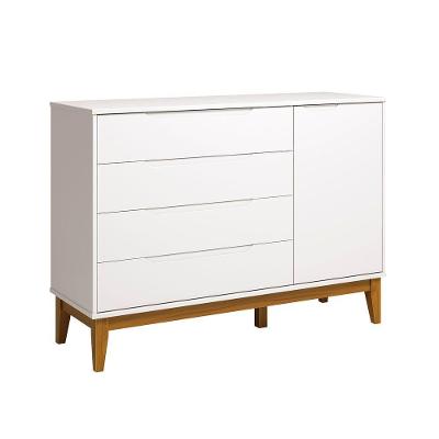 Comoda Sapateira Elfe Classic 1 Porta 4 Gavetas Branco Fosco - Moveisaqui
