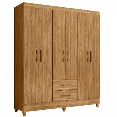 Guarda Roupa Roupeiro Casal Panama 6 Portas 2 Gavetas Freijo - Moval