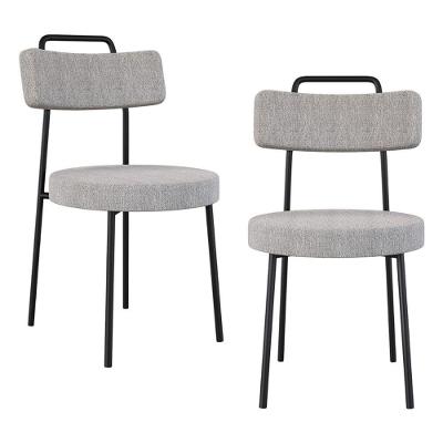 Kit 02 Cadeiras Sala De Jantar Kobe Estofada Com Encosto Linho Cinza - Desk Design