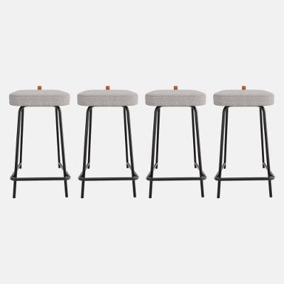 Kit 04 Banquetas Médias Para Cozinha Vik Estofada Linho Cinza - Desk Design