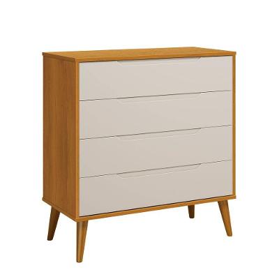 Comoda Gaveteira Elfe Retro 4 Gavetas Areia Fosco Com Savana - Moveisaqui