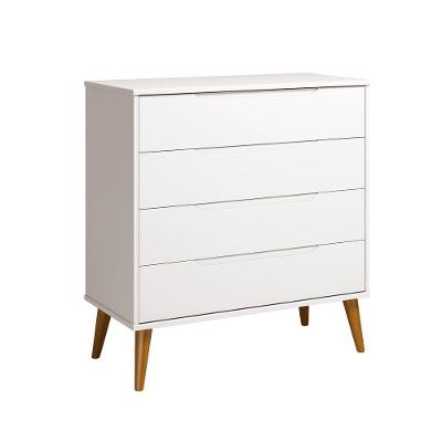 Comoda Gaveteira Elfe Retro 4 Gavetas Branco Fosco - Moveisaqui