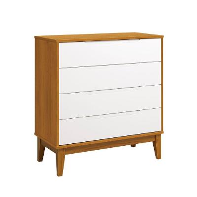 Comoda Gaveteira Elfe Classic 4 Gavetas Branco Fosco Com Savana - Moveisaqui