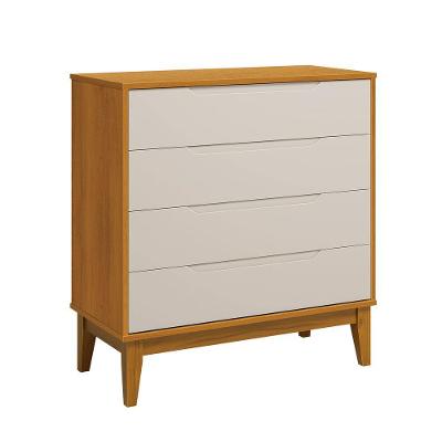 Comoda Gaveteira Elfe Classic 4 Gavetas Areia Fosco Com Savana - Moveisaqui