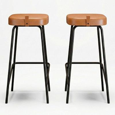 Kit 02 Banquetas Altas Cozinha E área Gourmet Vik Estofada Couríssimo Whisky - Desk Design
