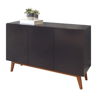 Buffet Aparador Ares 3 Portas Preto - Moveisaqui