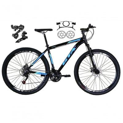Bicicleta Aro 29 Gta Start Feminina Câmbios Shimano Freio Hidráulico 21v Mtb Alumínio Preto-Azul Tamanho 15