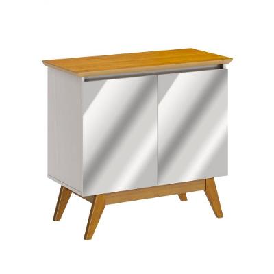 Buffet Classic 2 Portas Off White Com Nature E Espelho - Imcal Móveis