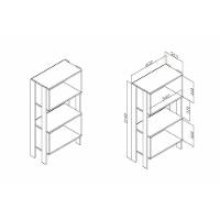 Estante de Livros RT3092 c/ 2 Nichos Rustico/Branco - Movelbento - 2
