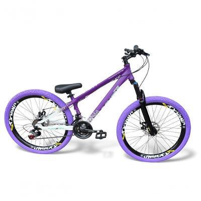 Bicicleta Aro 26 Vikingx Tuff Freeride 21v Aro Vmaxx Freio A Disco Garfo Suspensão Pneu Flame Roxo-Branco X44